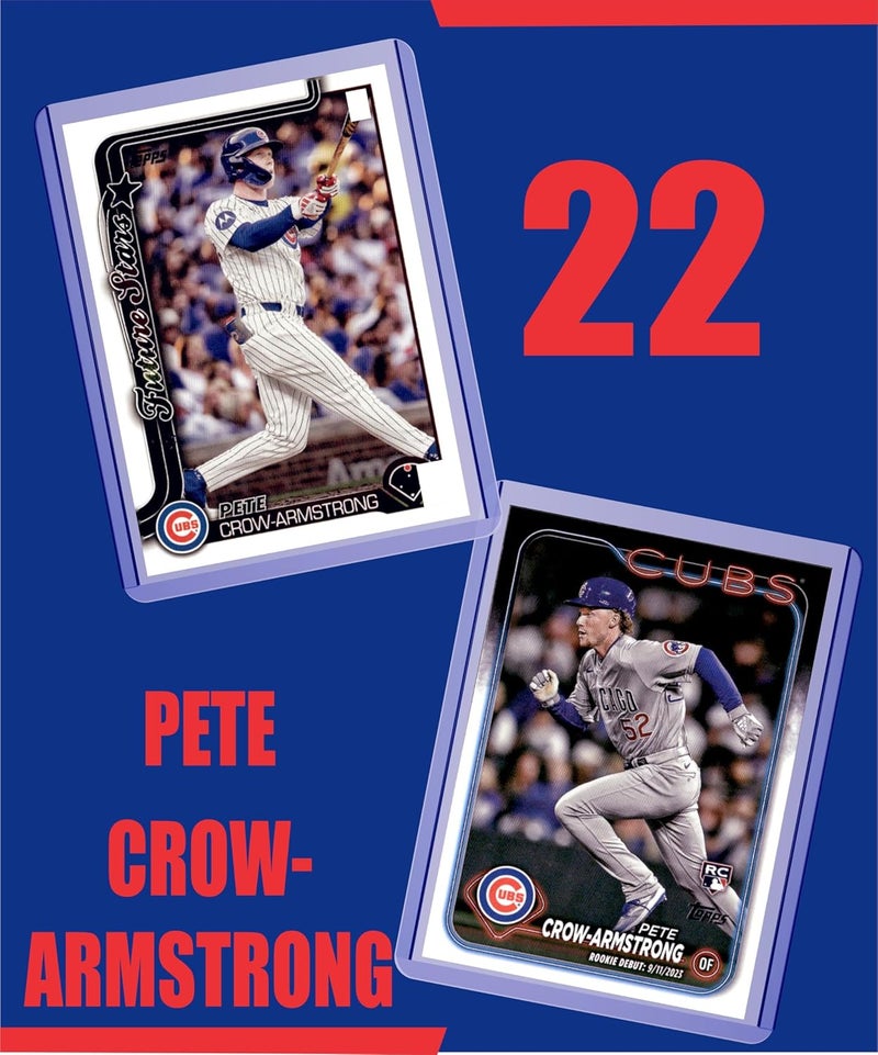 Chaser Pete Crow-Armstrong (5) Assorted Baseball Cards Gift Pack - Chicago Cubs - Image 2